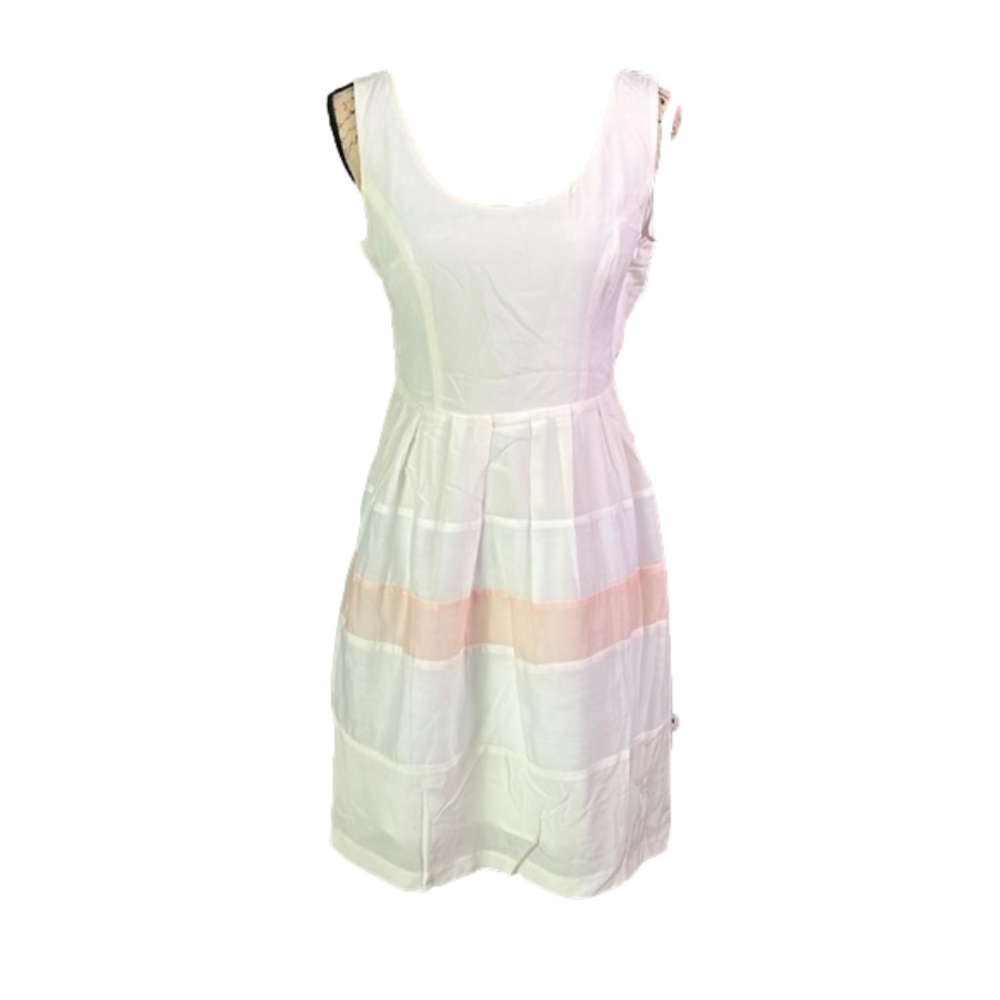 Arum K 100% Silk Midi Dress White & Pink  Excellent Condition Size M